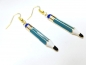 Preview: Bleistift Ohrringe goldfarben blau